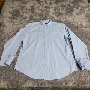 Alfani Light Blue Slim Fit Stretch Button Down Shirt XL